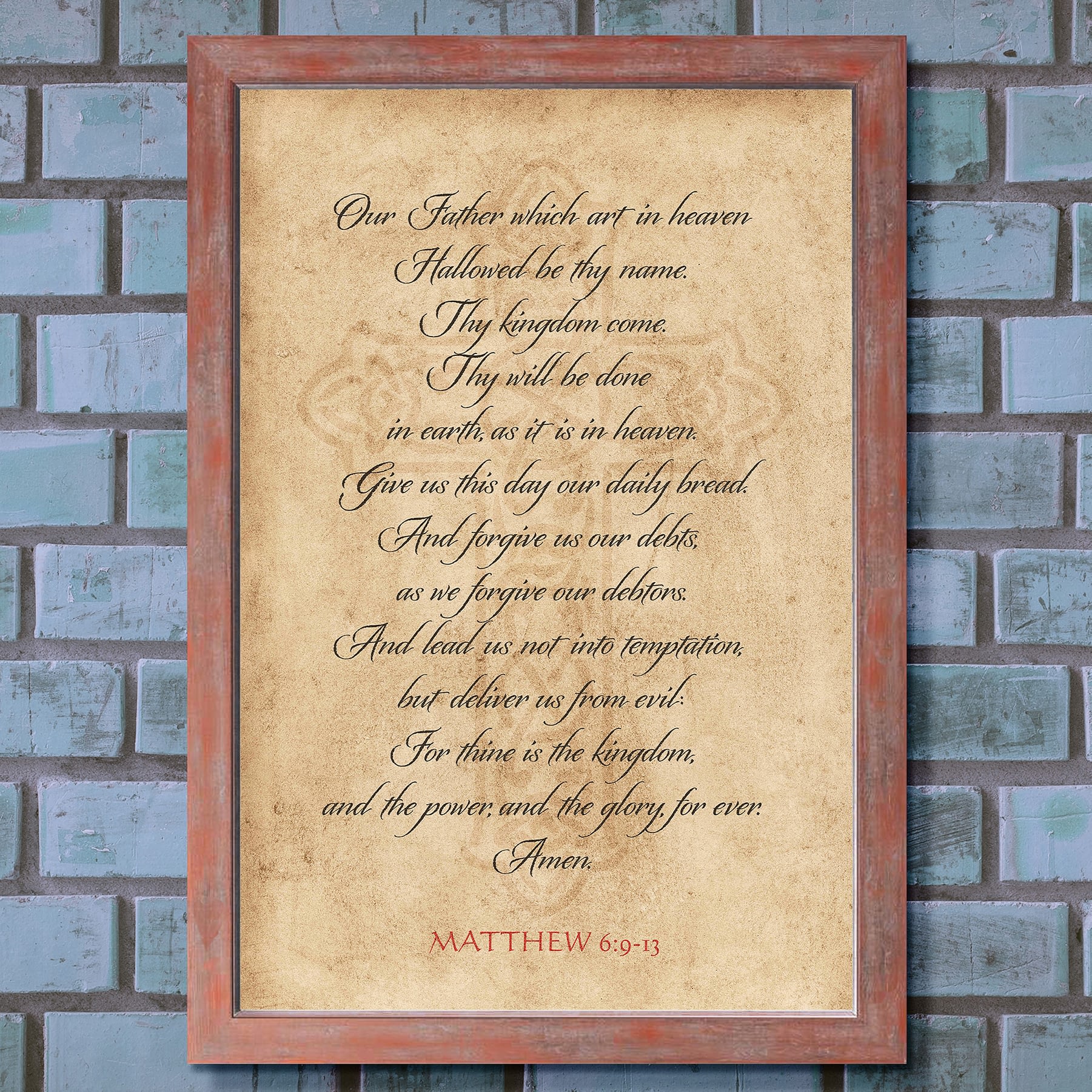 3dRose ct_32545_1 The Lords Prayer Matthew 6 9 13 Prayer Hands and Verse Embossed on Copper Ceramic Tile 4 