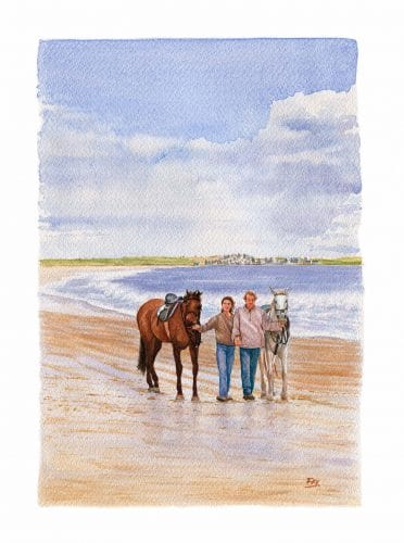 walking horse on the beach