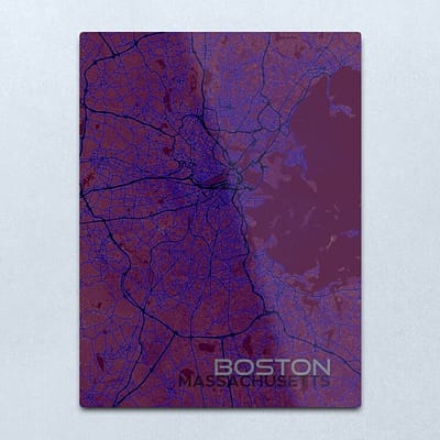 Boston Road Map | Digital Art Metal Print